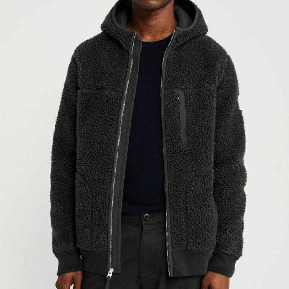 Abercrombie SHERPA FULL-ZIP HOODED JACKET size XXL